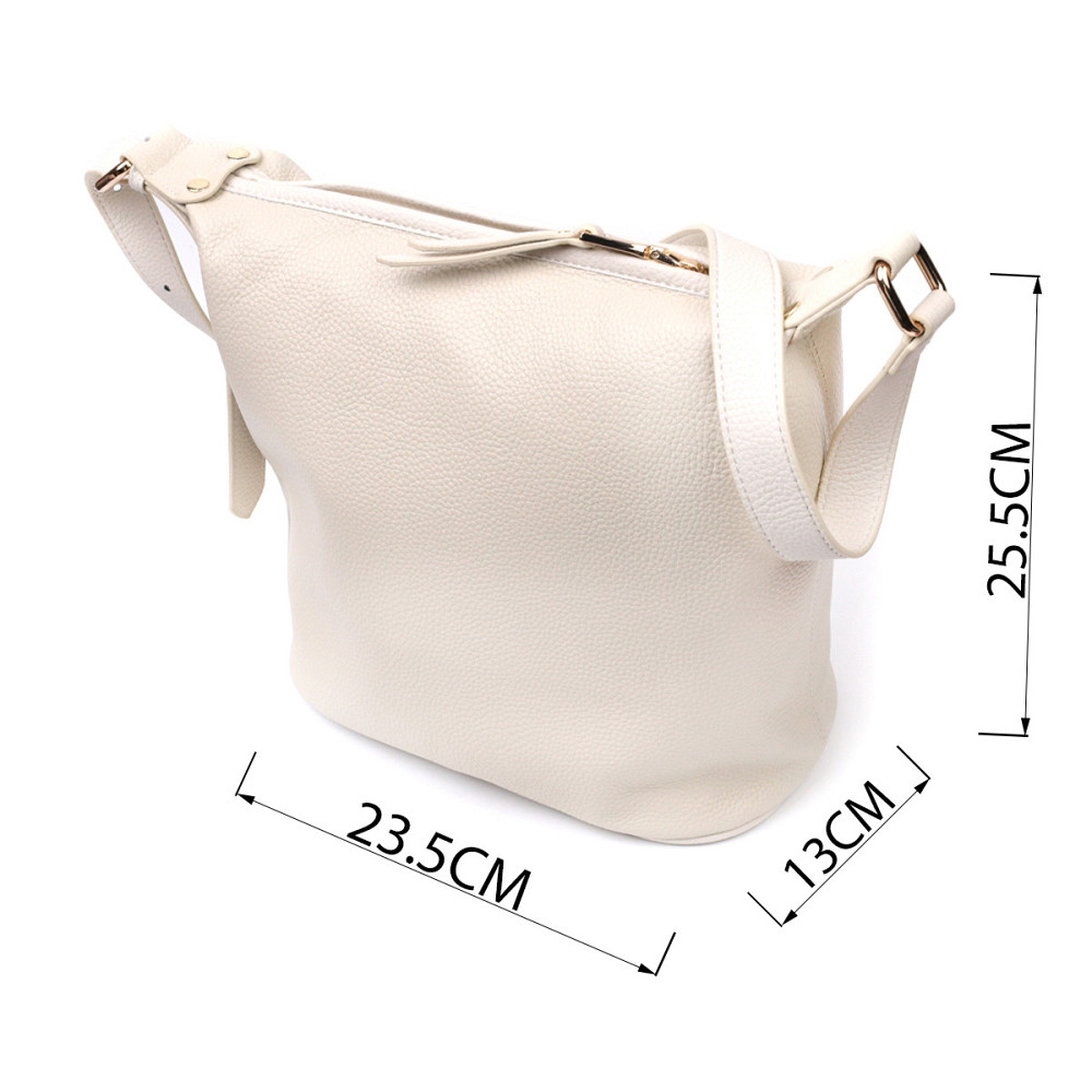 Удобная женская сумка с одной длинной ручкой из натуральной кожи Vintage 22307 Белая Киев - изображение 3