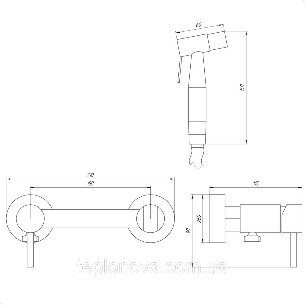 Змішувач гігієнічний Globus Lux ALPEN SBT-6SS-106MIX Чернівці - фото 5