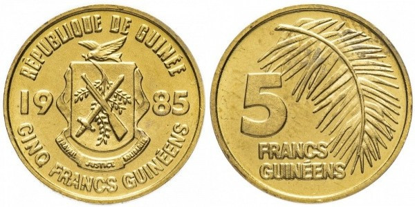 Guinea Гвинея - 5 Francs 1985 UNC Полтава - фото 1