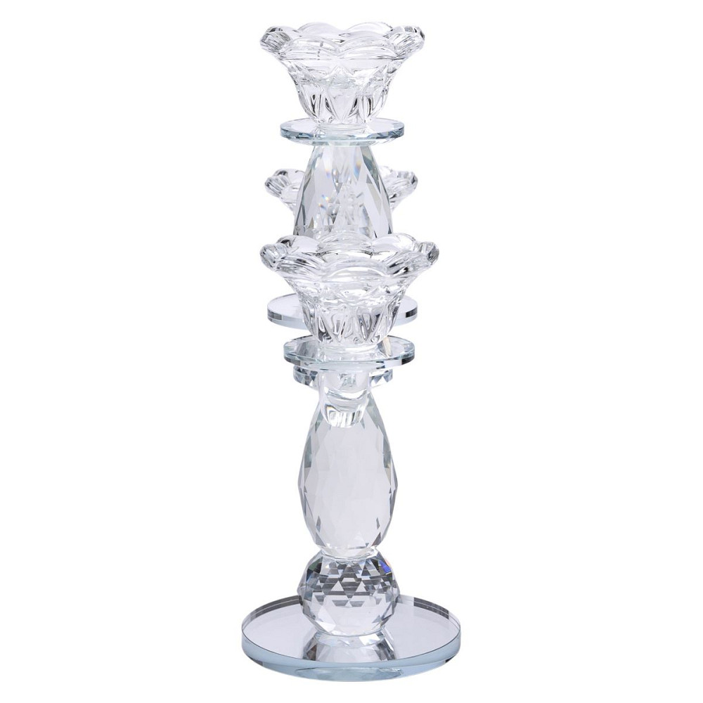 Yiwu Канделябр на 3 свічки 24×9×25 см свічник настільний декоративний на ніжці прозорий HP-4-65 Київ - фото 2