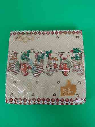 Новорічна серветка (ЗХЗЗ, 16 шт.) La Fleur "Празникові рукавички" (1 пачка) Харків