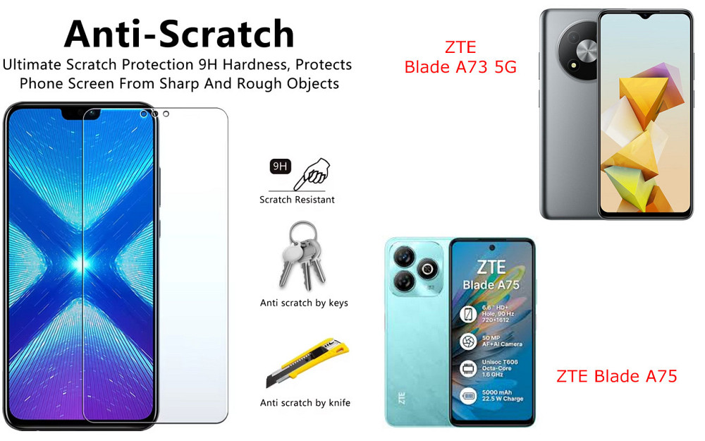 Захисне скло NeoGlass для ZTE Blade A73 5G, Blade A75 – надпрозоре та стійке Київ - фото 1