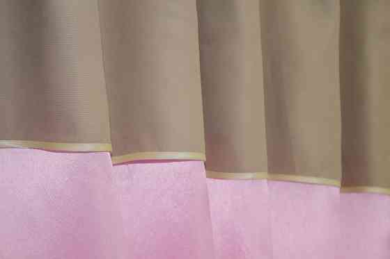 Кухонні штори VR-Textil № 073к з ламбрекеном і підхватами рожевий з світлим какао 270х170 см (52-0392) Київ