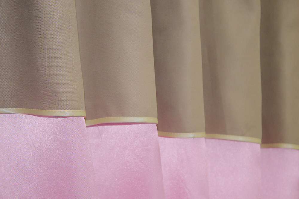 Кухонні штори VR-Textil № 073к з ламбрекеном і підхватами рожевий з світлим какао 270х170 см (52-0392) Київ - фото 4
