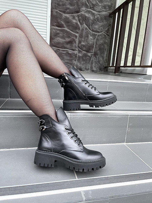 Женские ботинки GREMMY черные натуральная кожа весна-осень высота 13 см (4954) 38р.39р.40р. Коломыя - изображение 1