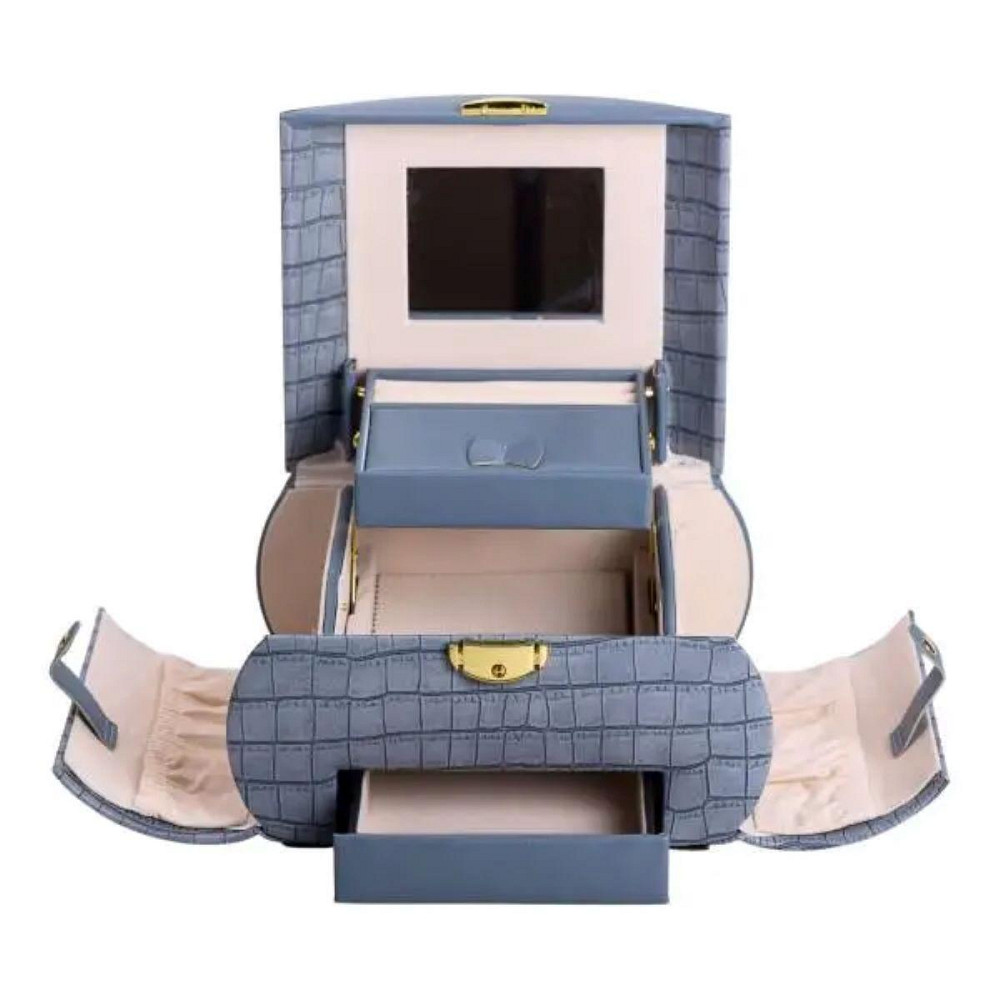 Шкатулка для прикрас з еко-шкіри, 3 яруси, з замком Київ - фото 4