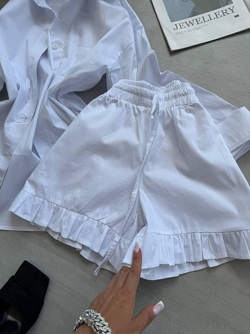 Жіночий літній костюм-двійка: сорочка та шорти котон Білий, 40/42 Одеса - фото 4