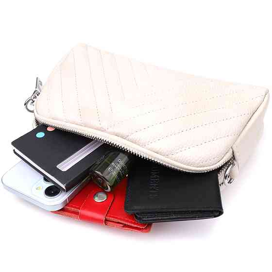 Модна сумка прошита трикутниками з натуральної шкіри Білий (Vintage) Київ