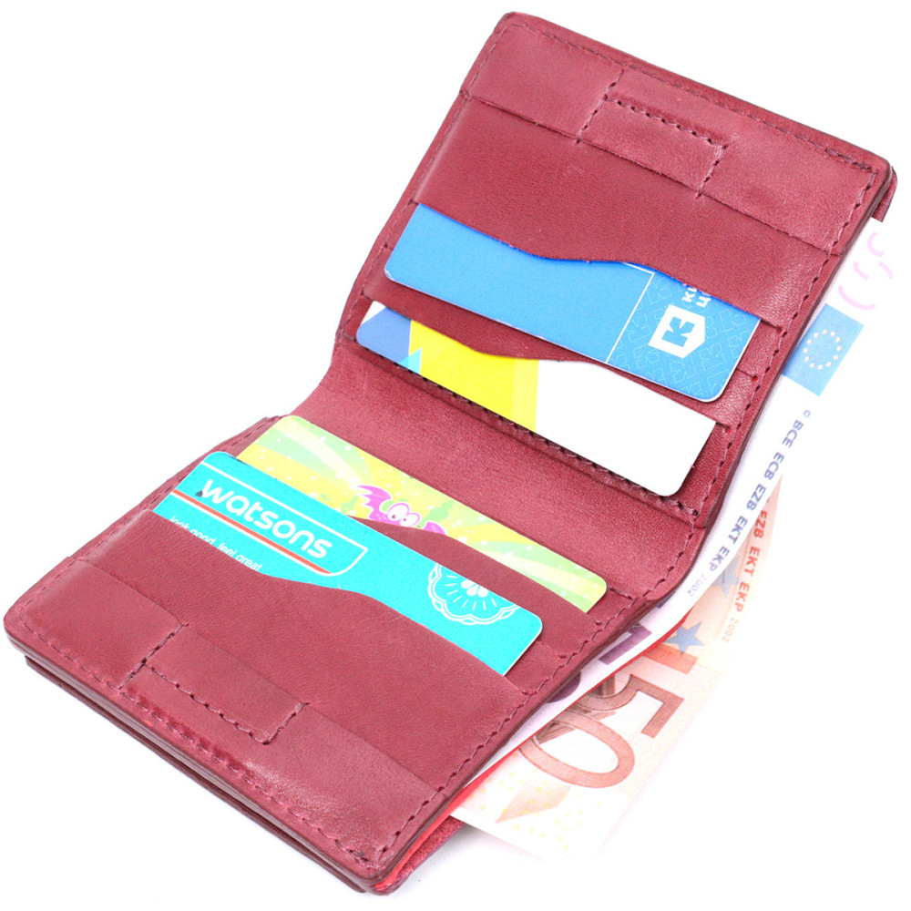 Компактное портмоне из натуральной кожи GRANDE PELLE 16798 Бордовый Киев - изображение 9