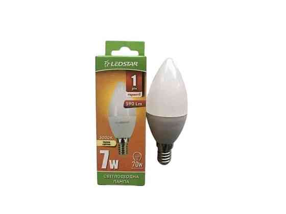 Лампа 7W E14 3000K C37 свеча ТМ LEDSTAR Киев