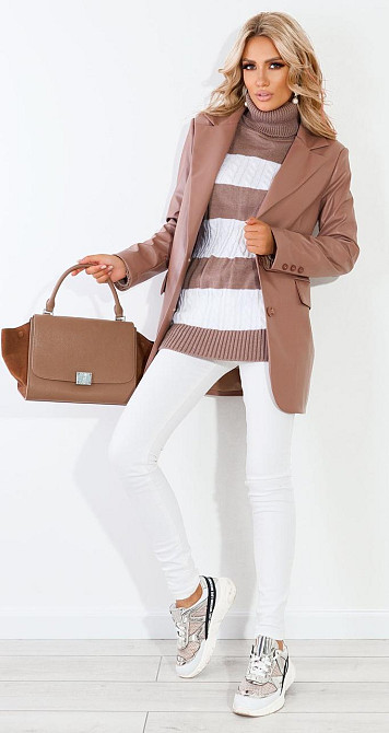 Подовжений шкіряний піджак (46) Київ - фото 5