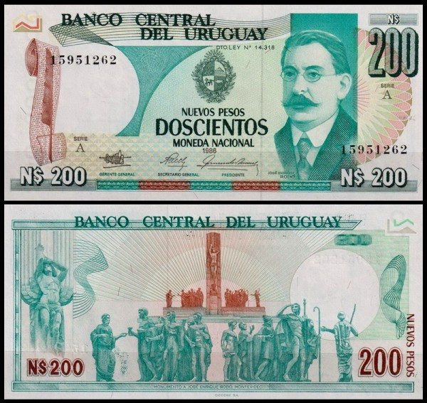 Уругвай /Uruguay 200 Nuevo Peso 1986 Pick 66 UNC Полтава - изображение 1
