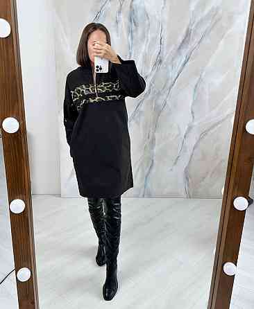 Женское платье с леопардовыми вставками тиар Одесса