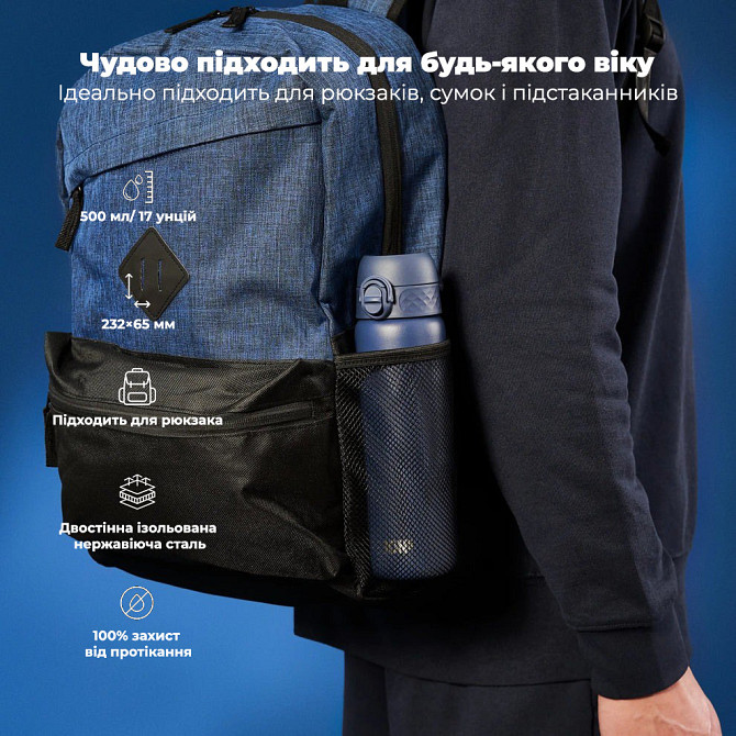 Пляшка для води металів вакуумна ION8 500 мл. Vacuum Insulated, Navy Київ - фото 9