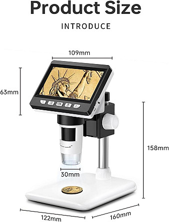 Цифровой микроскоп Aopick 4.3” LCD 1000X с подсветкой для монет плат часов детей исследований для Wi Киев - изображение 8