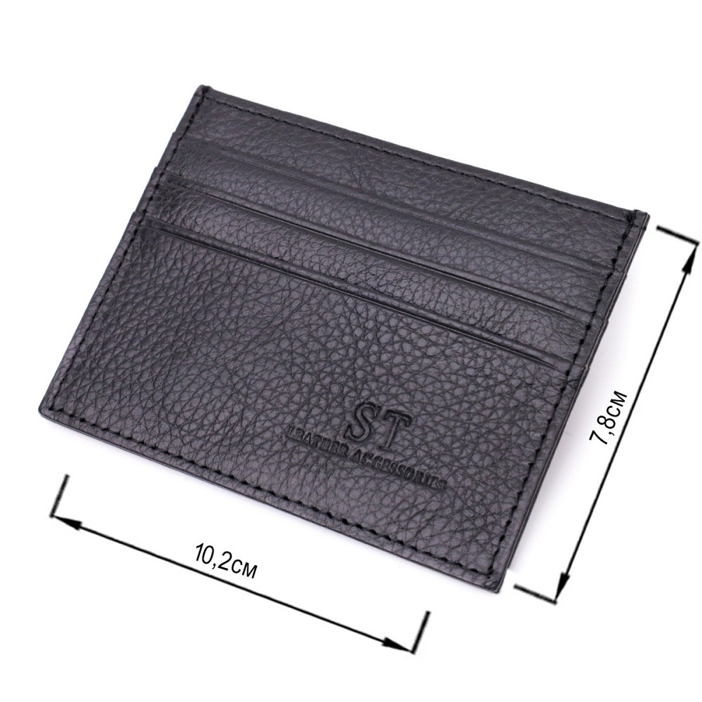 Стильний кард-кейс із натуральної шкіри ST Leather 22447 Чорний Київ - фото 7
