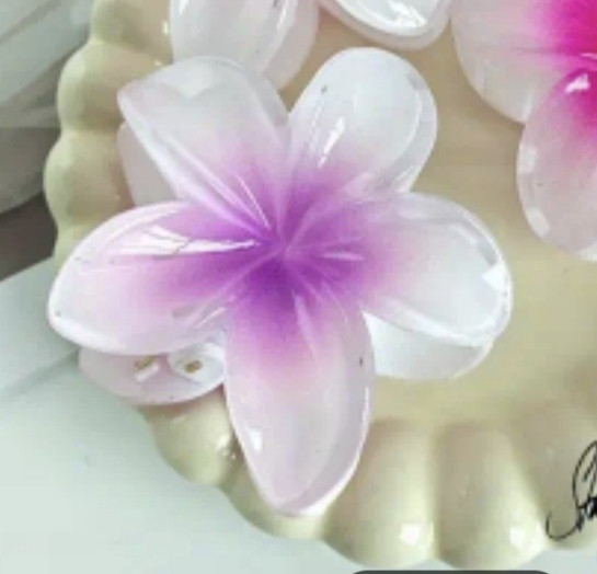 Заколка-крабік квітка Білий з фіолетовою серединкою Смела - изображение 1