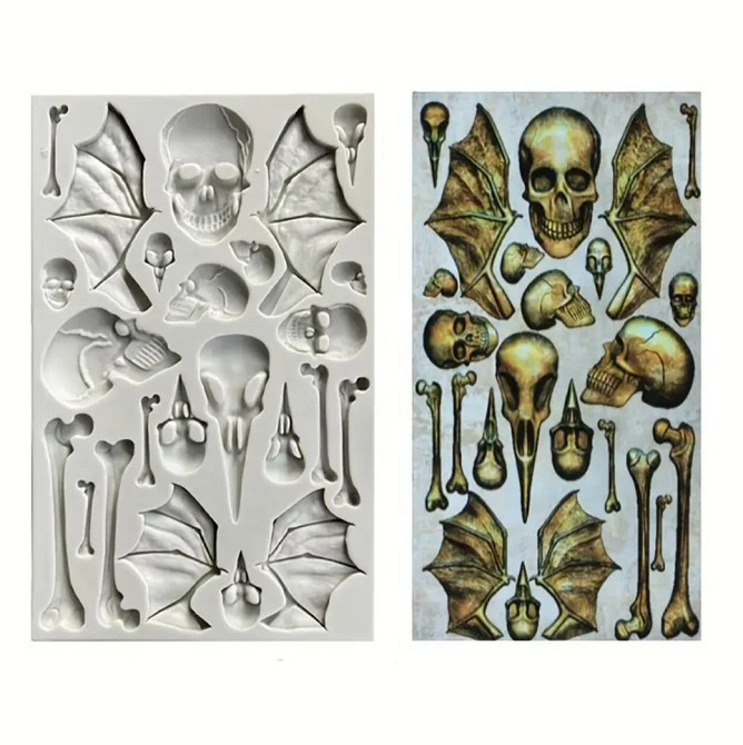 Молд силиконовый Скелет 125 на 197 мм серый Киев - изображение 1