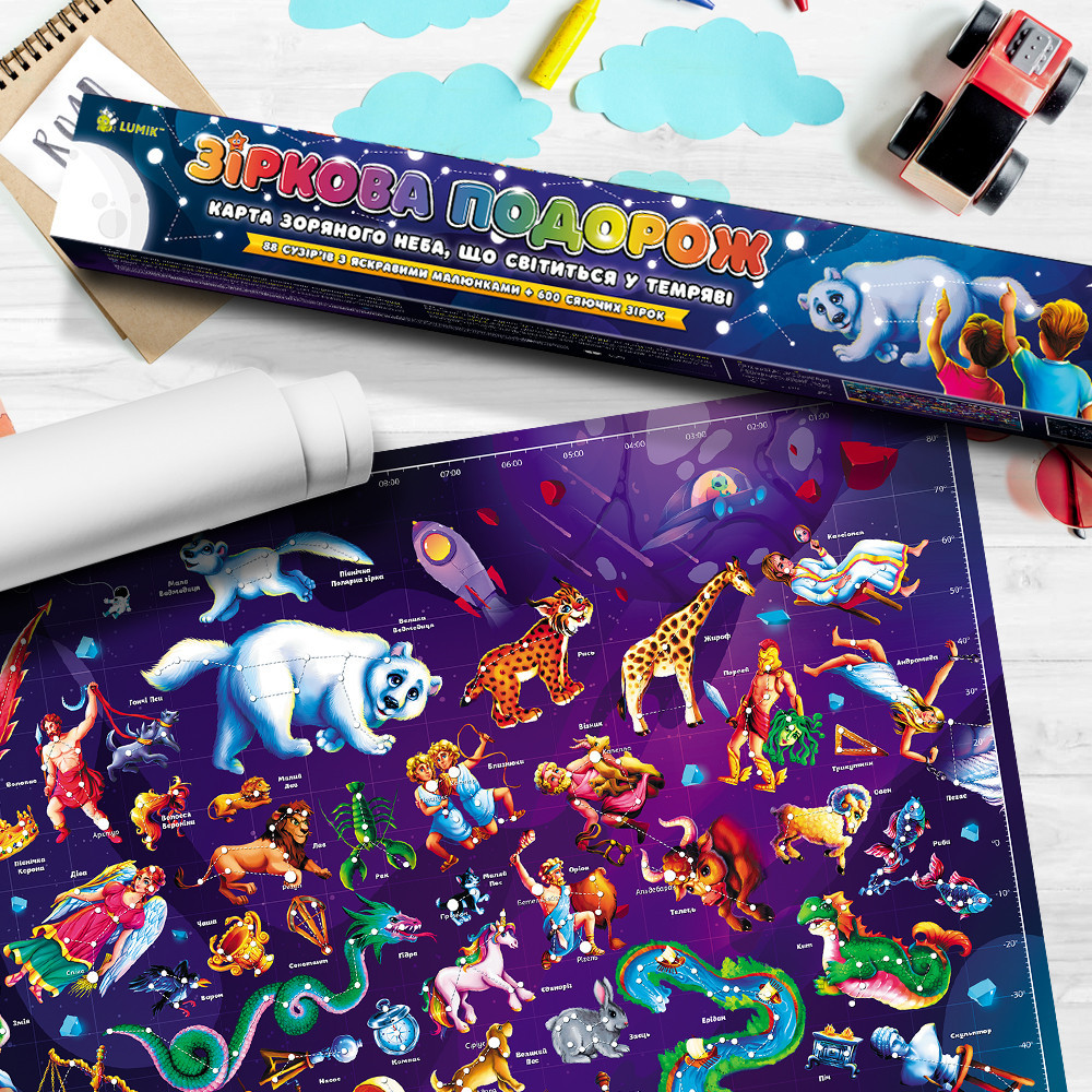 Светящаяся карта звездного неба Зіркова подорож А1 60х84 см Люмік Киев - изображение 10