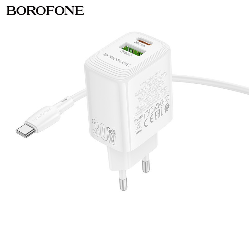 Мережевий зарядний пристрій BOROFONE BN29 Fuente PD30W+QC3.0 charger (EU) White Одеса - фото 6