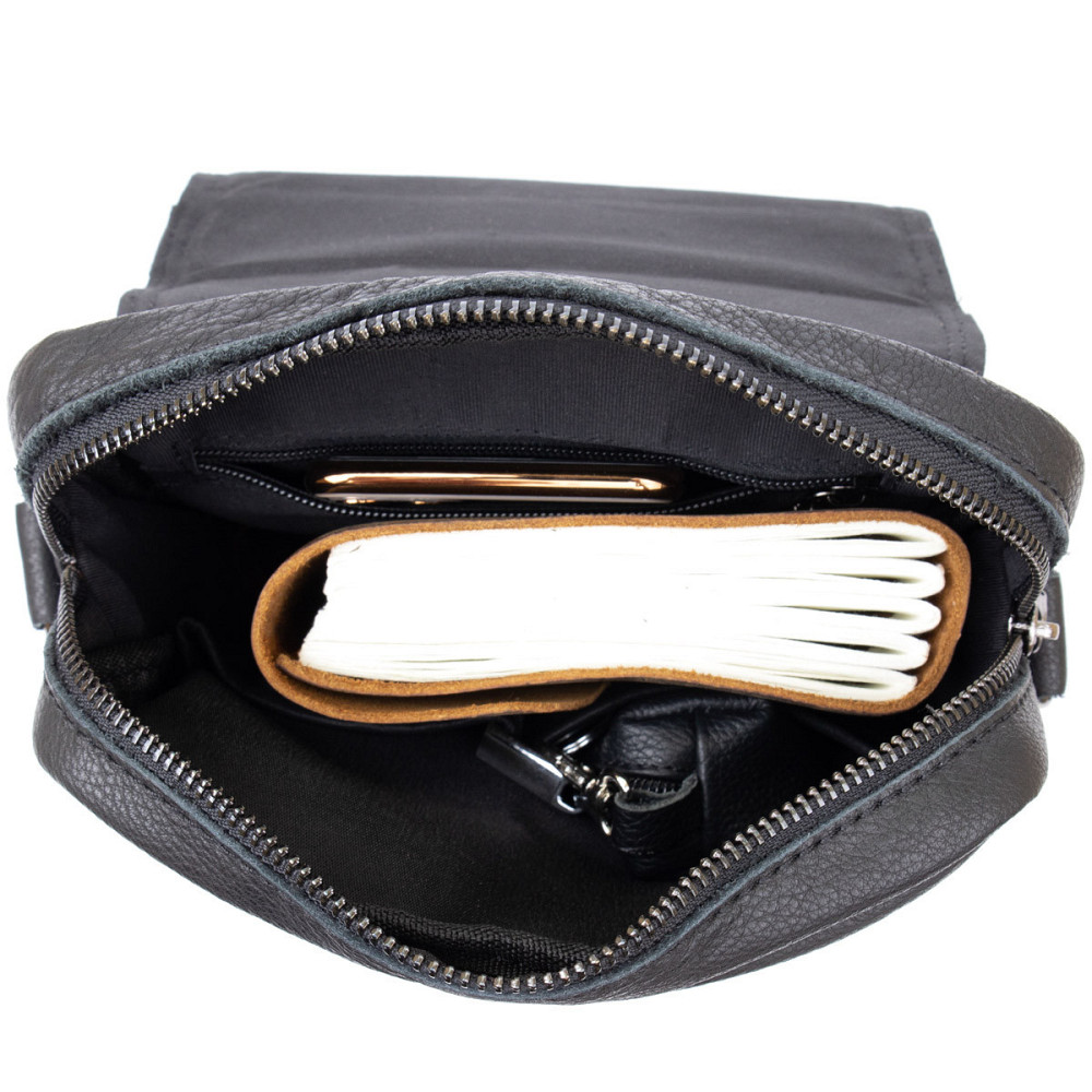 Вертикальная мужская сумка в мягкой коже Vintage 20367 Черная Киев - изображение 10