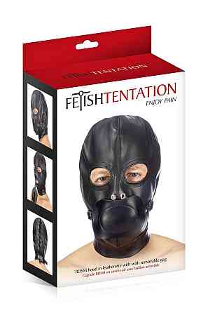 Капюшон з кляпом для БДСМ Fetish Tentation BDSM hood in leatherette with removable gag Sex Aura Київ