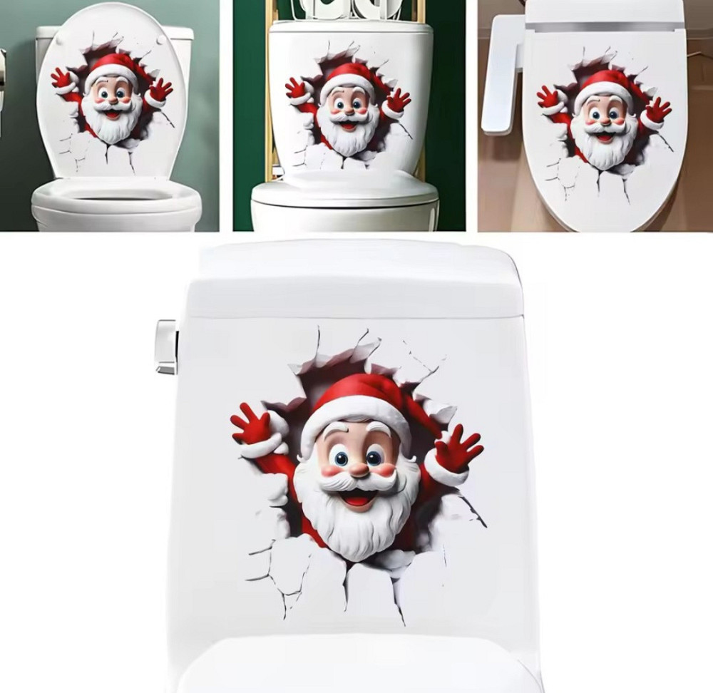 Новорічна наклейка Дід Мороз  26 на 29 см білий Київ - фото 2