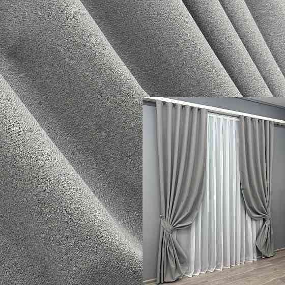 Комплект готових штор VR-Textil Льон блекаут № 1822ш Сірий 150х270 см 2 шт (33-0821) Київ