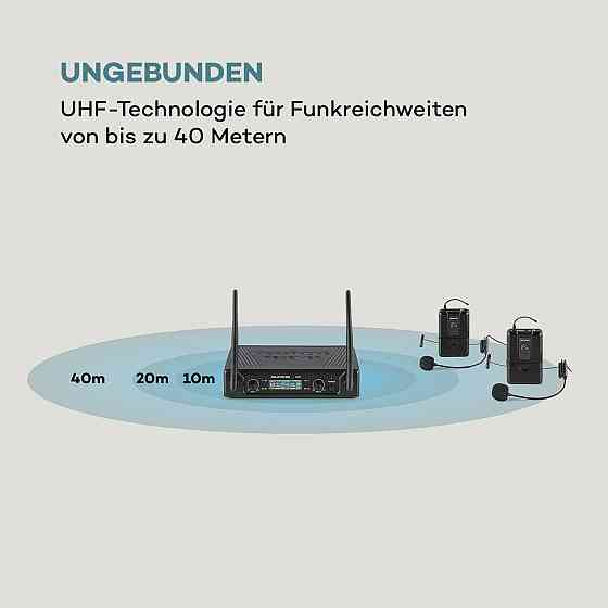 UHF200F-2B 2-канальний набір бездротових мікрофонів UHF приймач 2xпередавач + гарнітура 2x мікрофон Рівне