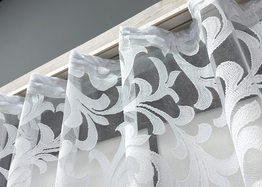 Тюль VR-Textil 1599т Жакард Висотою 120 см Білий 300х120 см (42-0540) Киев - изображение 6