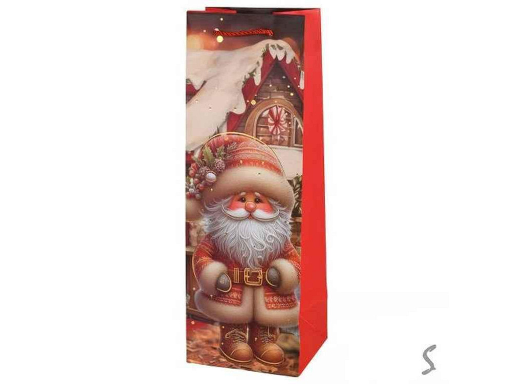 Пакет Новорічний під пляшку Santa 12*10*35см паперовий R34801 ТМ STENSON Київ - фото 1