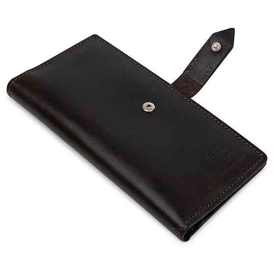 Кожаное мужское глянцевое портмоне GRANDE PELLE 11517 Коричневый Киев