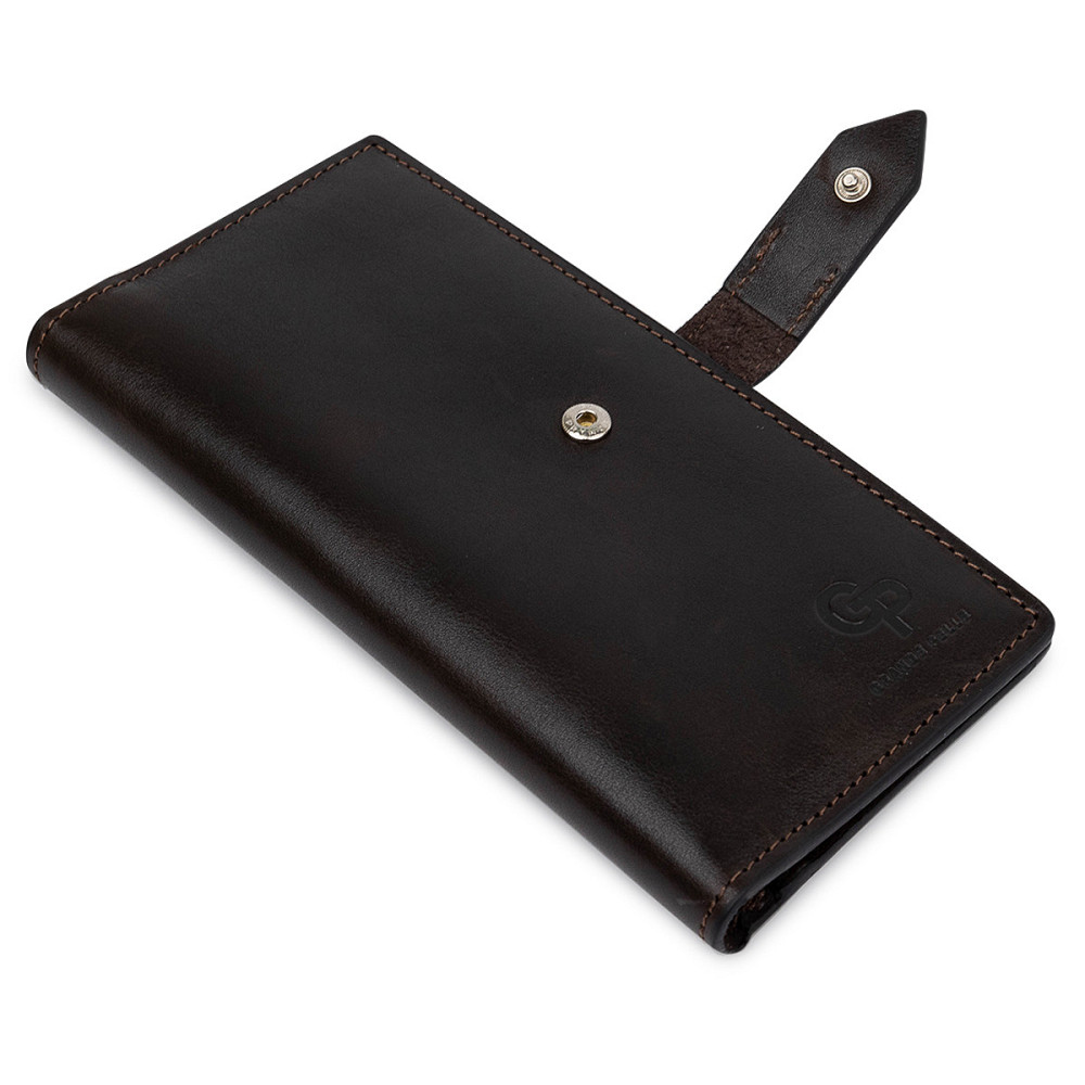 Кожаное мужское глянцевое портмоне GRANDE PELLE 11517 Коричневый Киев - изображение 3