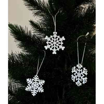 Елочная игрушка Chomik Сніжинки, 18 шт, 4,5 см, дерево білі (5900779878983) Вінниця