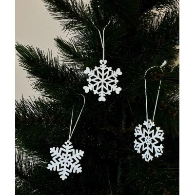 Елочная игрушка Chomik Сніжинки, 18 шт, 4,5 см, дерево білі (5900779878983) Винница - изображение 3