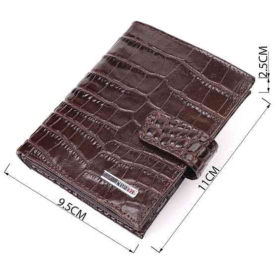 Компактный мужской кошелек из натуральной кожи с тиснением под крокодила KARYA 21386 Коричневый Киев