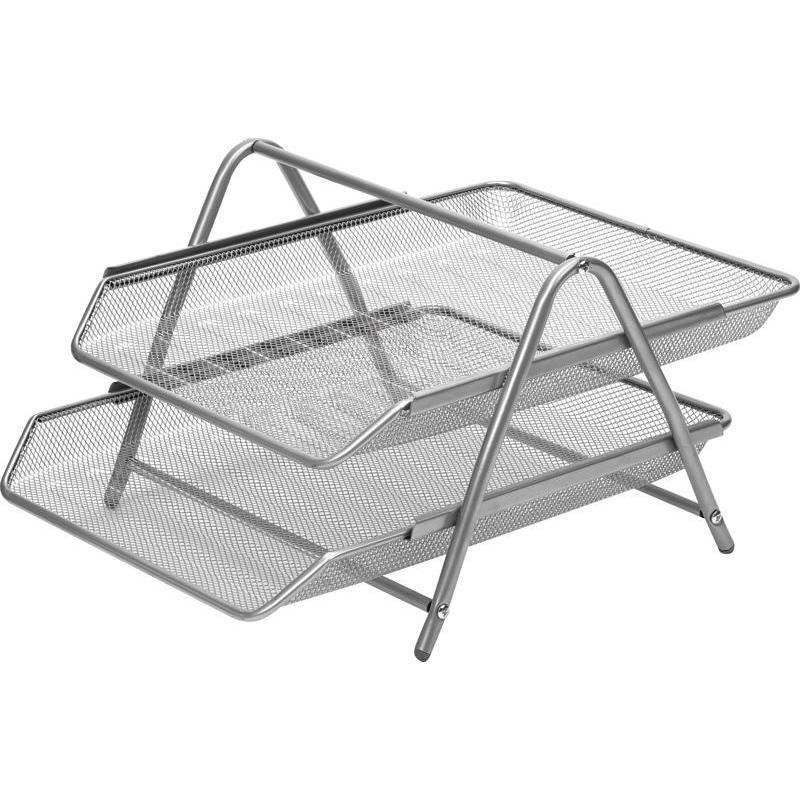 Лоток для документов горизонтальный, металлический, 2 секции, СЕРЫЙ Павлоград - изображение 1