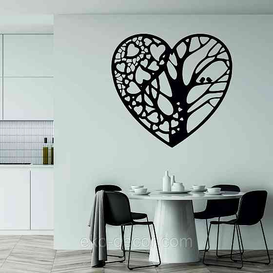 Декоративное настенное Панно «Дерево сердце» Декор на стену 90*84 см, Черный Киев