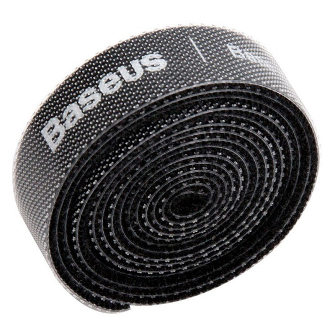 Стяжки для кабелів Baseus Colourful Circle Velcro strap 1m ACMGT-E01 (Чорний 1 шт.) Миколаїв - фото 1
