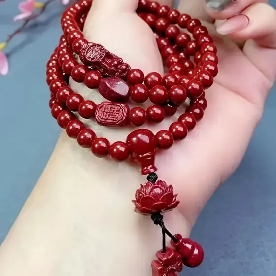 Киноварные четки 108 бусин — буддийский талисман гармонии и защиты Киев