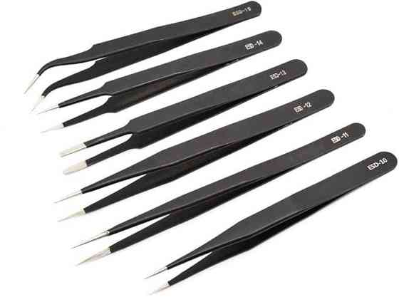 Набор пинцетов 6 шт PT.ESD-10–15, антистатические и антимагнитные, для электроники и ремонта Киев