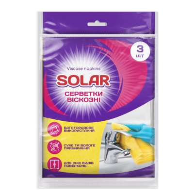 Серветки для прибирання Solar Household Віскозні 3 шт. (4820269930162) Вінниця - фото 1