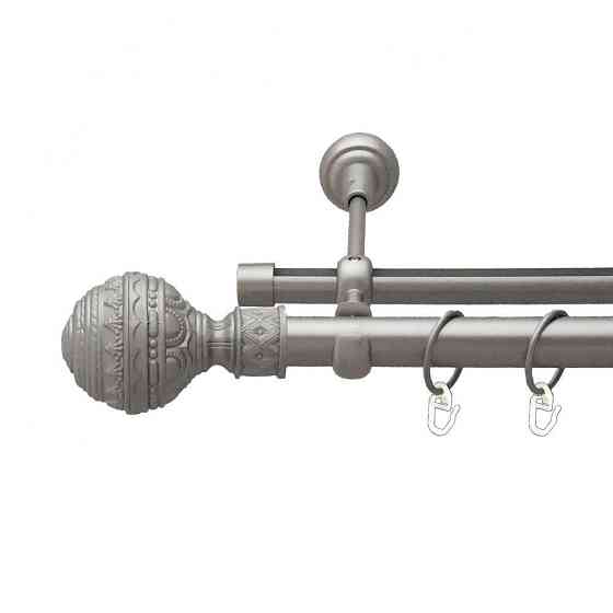 Карниз Orvit Арабеска металевий дворядний опозитний гладка \ профільна труба кільце металеве Сатин 25\19 мм 300 см (6452705) Львів