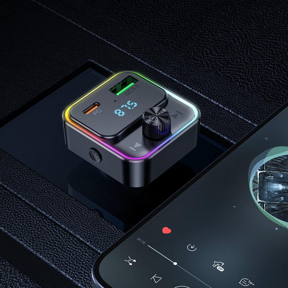 Автомобильное зарядное устройство с FM-модулятором HOCO E81 Fantasy PD30W+QC3.0 car BT FM transmitter Black Одесса - изображение 7