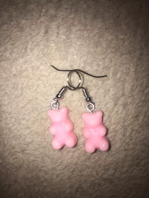 Серьги желейные мишки, розовые - размер 1,6*1см, смола Киев - изображение 2