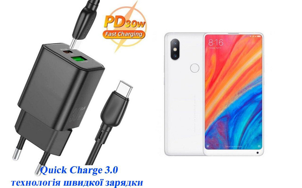 Зарядное устройство Dual Port 30W для смартфона Xiaomi Mi MIX 2S Киев - изображение 1