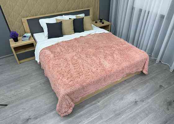 Плед-покривало 200х230 см (+-10см) Травка на овчині колір персиковий з білим (87-214) Київ