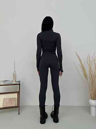 Стильный женский утепленный комбинезон в рубчик на флисе и на потайной молнии Графит, 42/44 Одесса