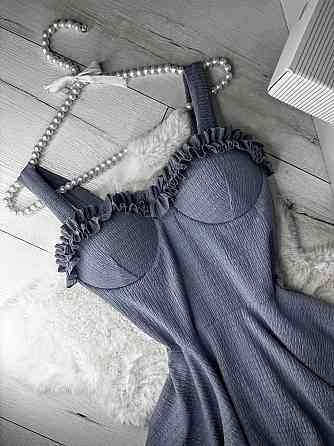 Жіноче святкове ефектне плаття на бретелях із чашечками жатка зара Сірий, 42/44 Одеса