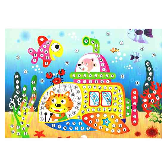 Дитяча мозаїка за номерами "Підводний човен" 13-127-6 різнокольорові камінчики Вінниця